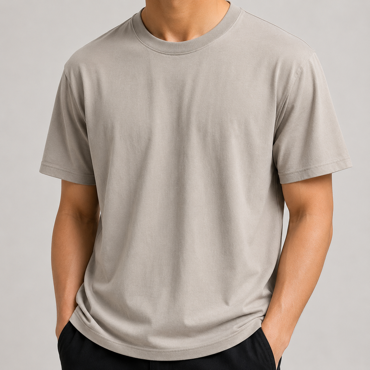 Basic Regular Fit T-Shirt - Açık Gri
